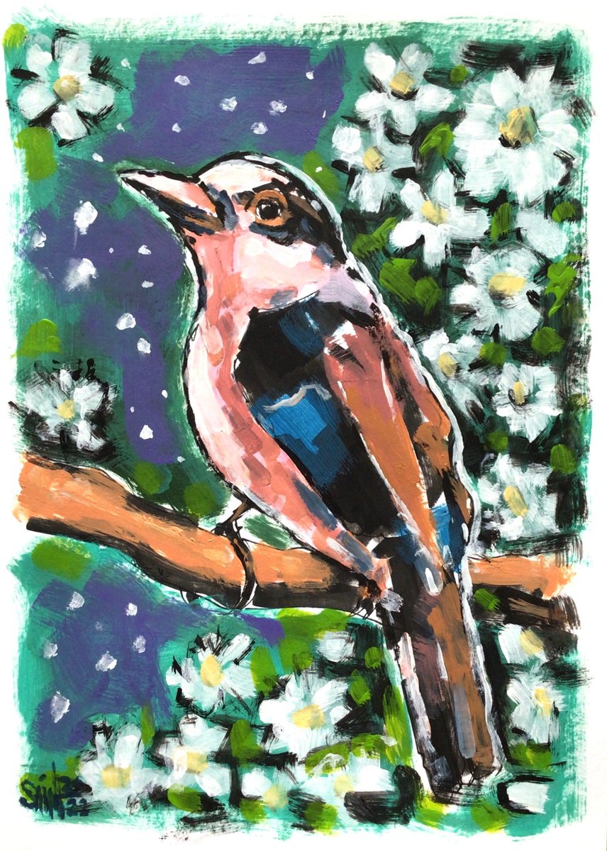 Bird painting original art by Ruslan Aksenov