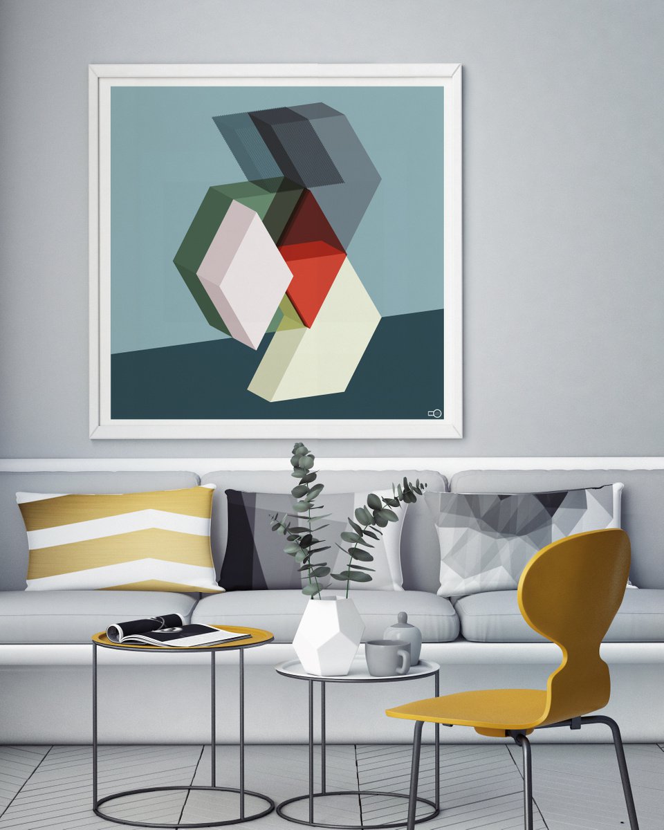 Geometric Abstract Giclee Print By Leigh Bagley, 39 X 39", Federik, Original Artwork