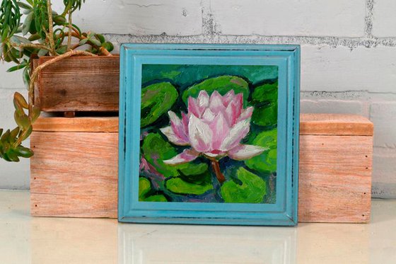 Lotus Flower Painting Water Lily Artwork Small Floral Wall Art