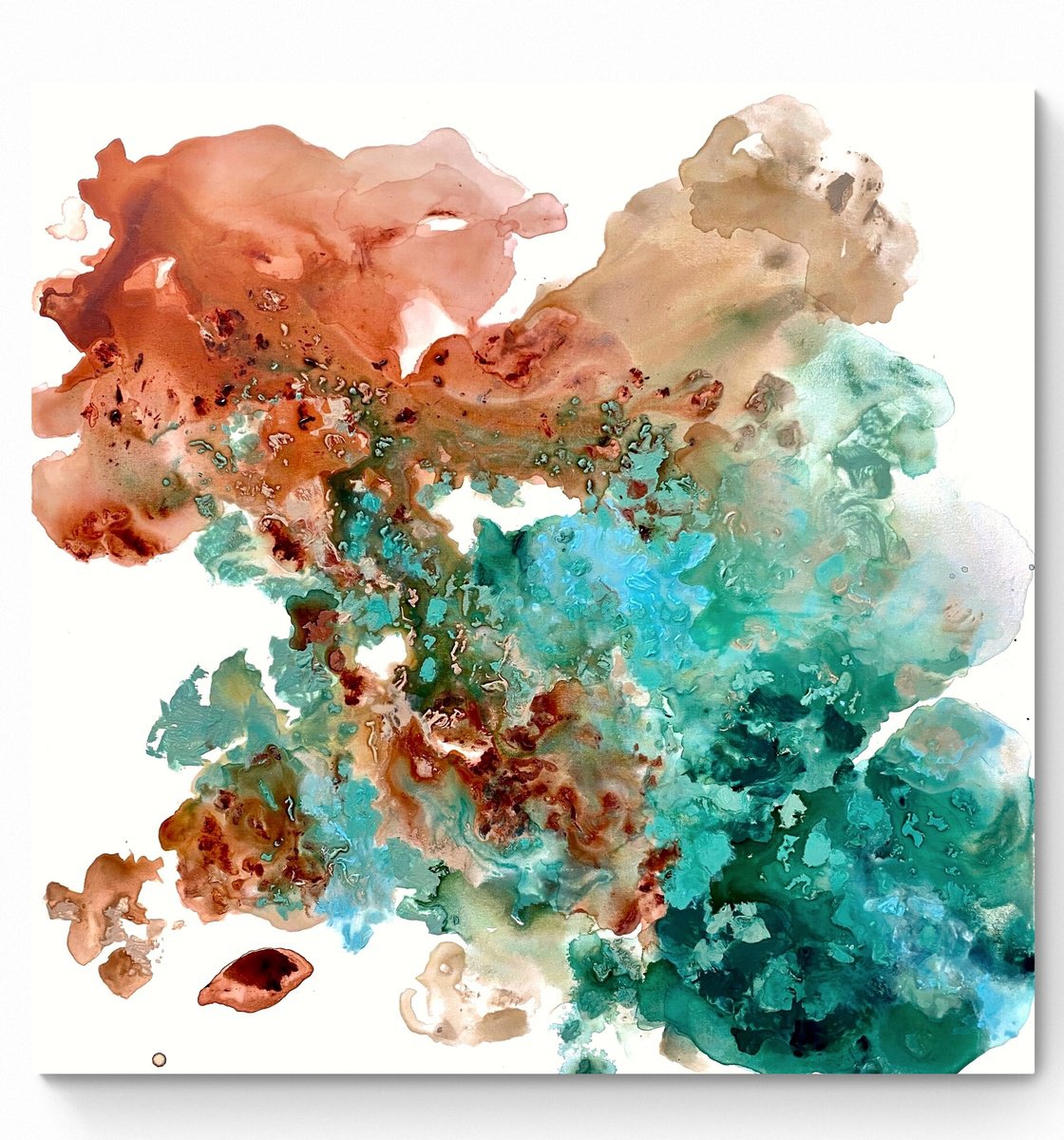 Abstract Acrylic Painting By Cristina Dalla Valentina, 35 X 35, Winter By The Sea 13, Original Artwork