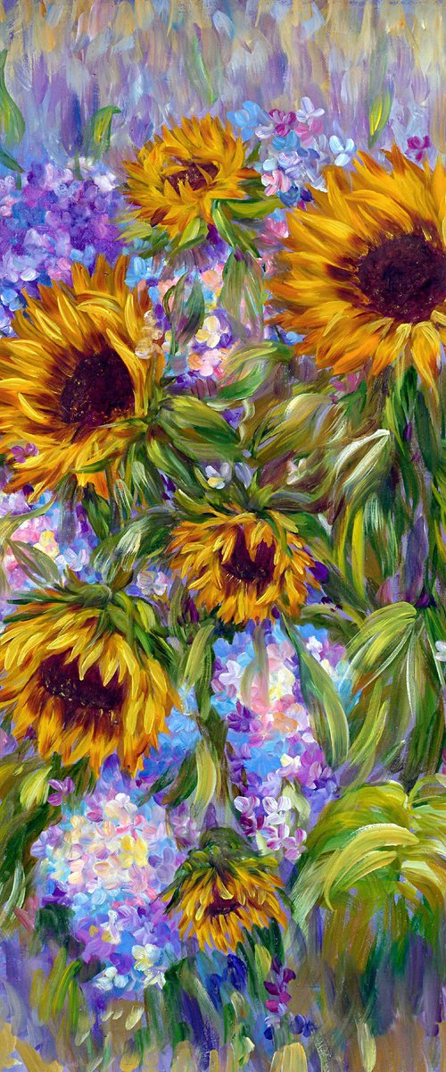 Sunflowers with Lilacs. by Anastasia Woron
