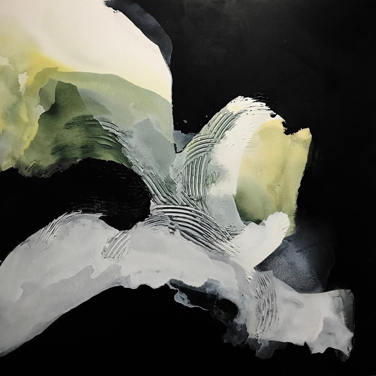 Organic Abstract Acrylic Painting By Kris Haas, 36 X 36", Inward, Original Artwork