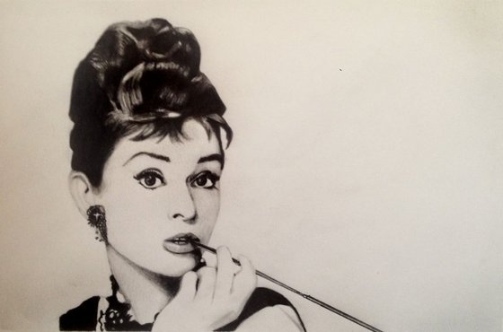 Audrey Hepburn, Breakfast at Tiffany's  - Graphite Pencil Drawing