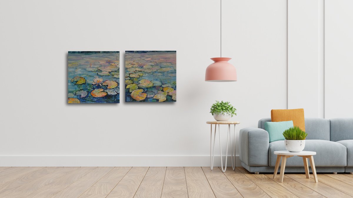 water lilies. silence. diptych by Irina Tolstikova