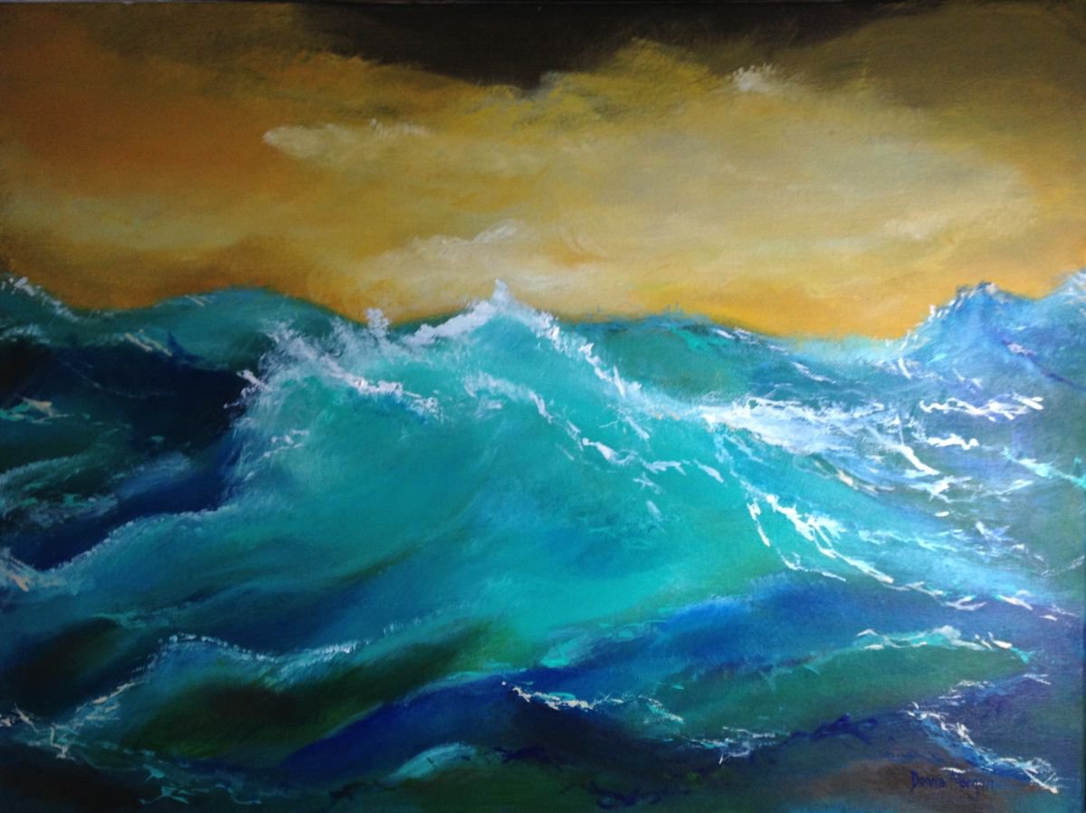 Organic Landscape Acrylic Painting By Donna Daniels, 24 X 18, Celestial Waters, Original Artwork