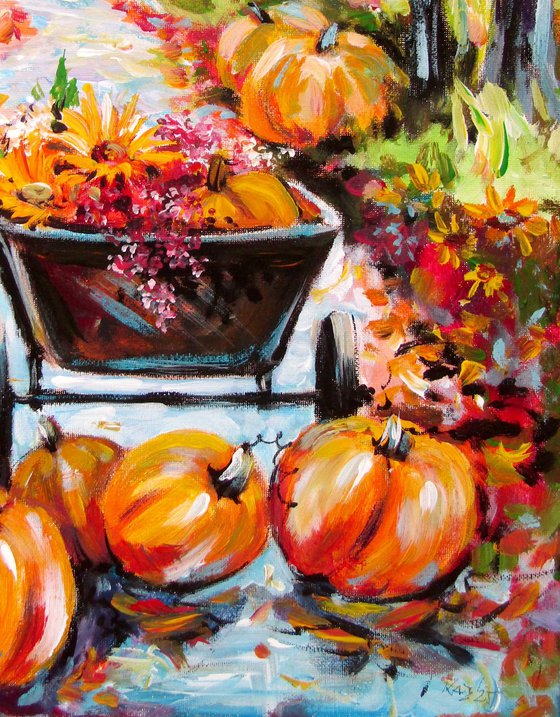 Pumpkins and flowers II