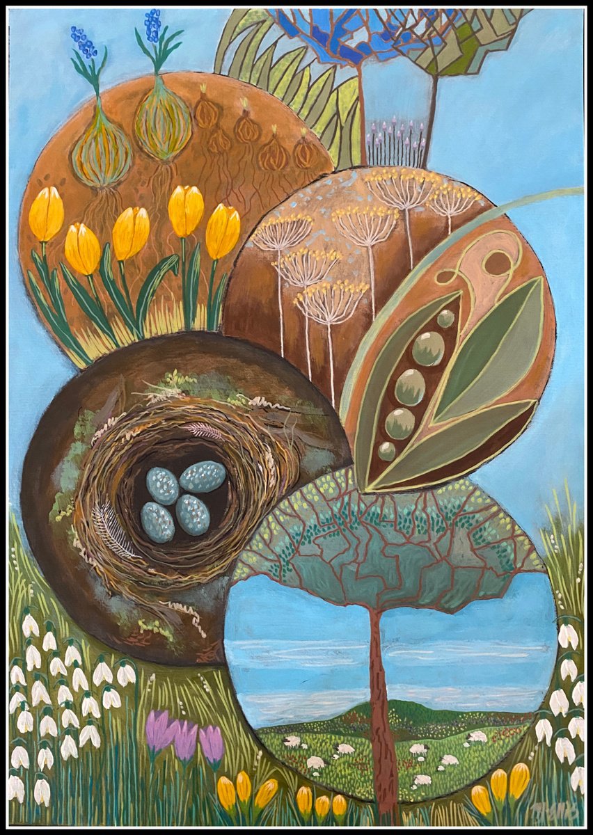 Acrylic Painting , Les Vignettes De Printemps By Mariann Johansen-Ellis, 20 X 27, Artwork For Sale On Artfinder