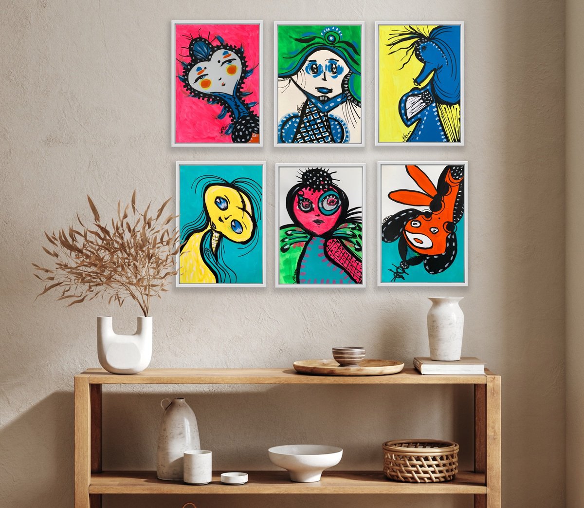 Organic Abstract Acrylic Painting By Veronica Vilsan, 35 X 33", Friends 97, Original Artwork