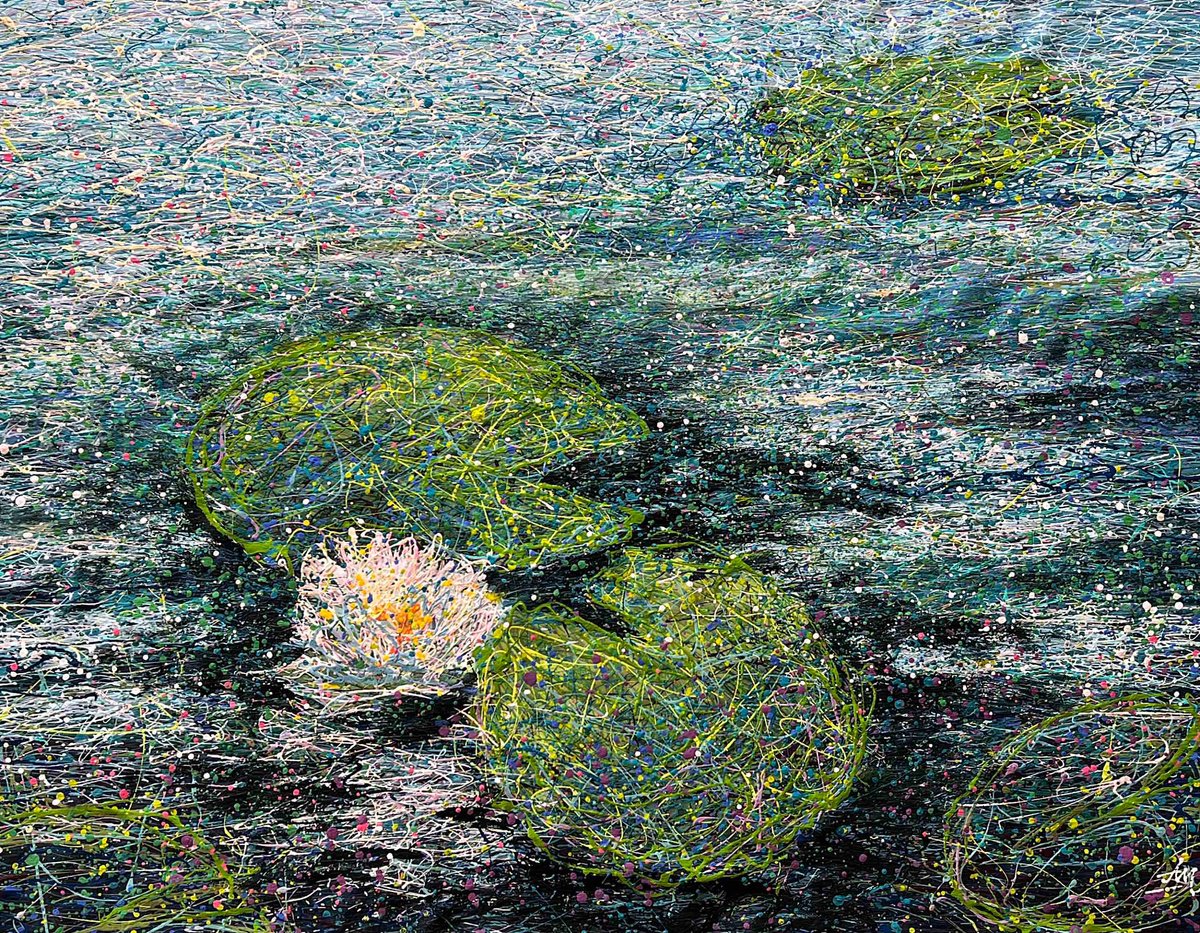 Lilies on Lake by Nadins ART