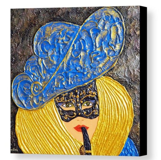 Mischief - abstract figurative, festive costume, pallete knife painting