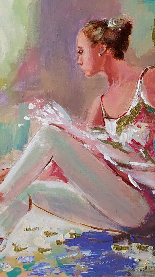 Young Ballerina-Ballerina Painting on MDF by Antigoni Tziora