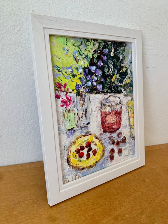 Still life with cherries