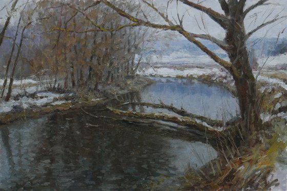 River landscape - original oil painting