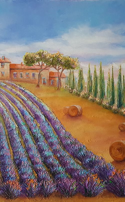 Landscape with lavender by Mary Voloshyna