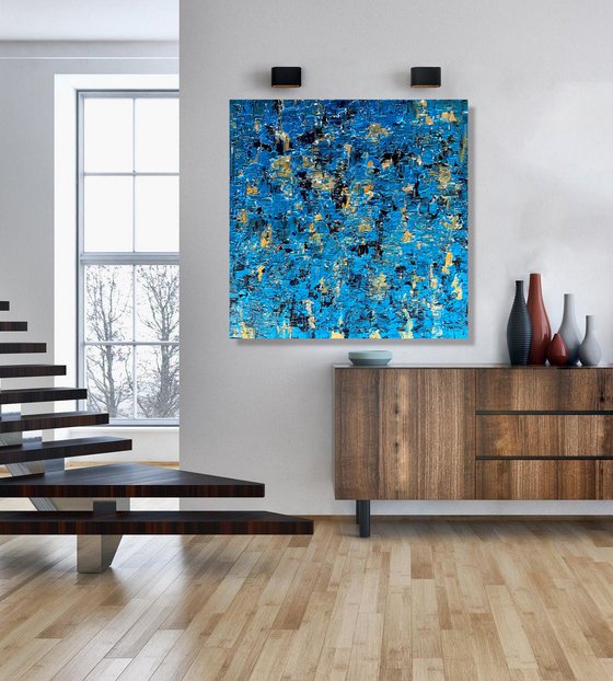 The Blue Sound - TEXTURED ABSTRACT ART – MODERN PAINTING. READY TO HANG!