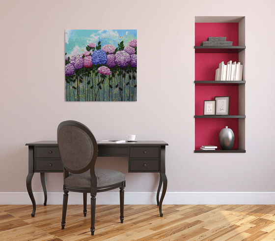 Hydrangeas Large Original Abstract Impasto Painting