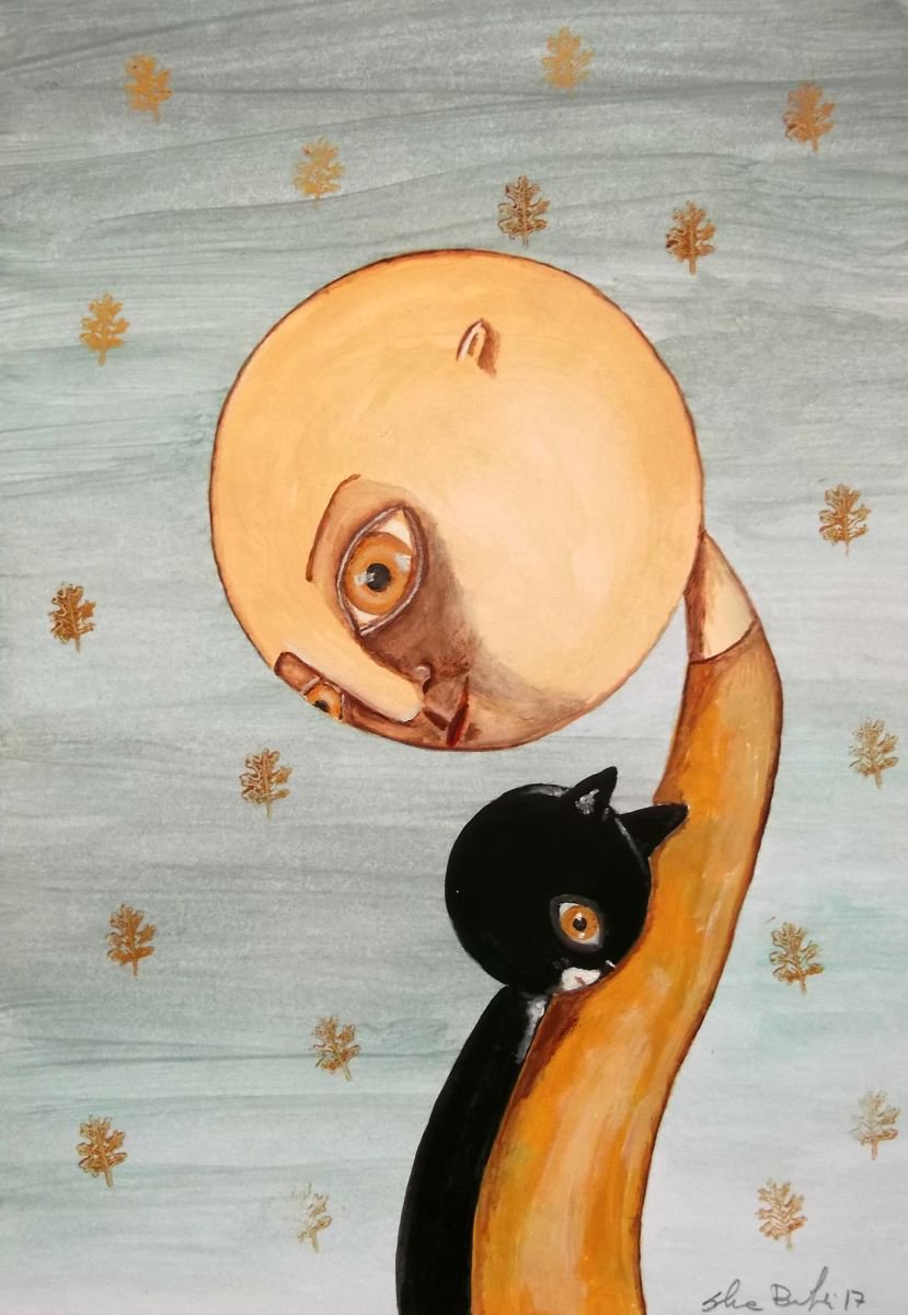 Of men and cats - oil on paper by Silvia Beneforti