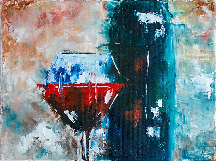 Red Wine And Glass On The Table Original Paint Artfinder