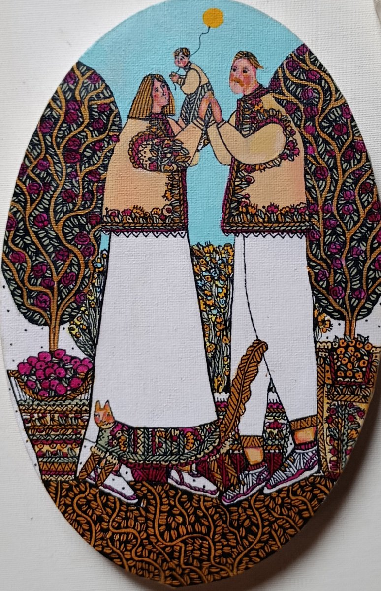 Naive Portrait Acrylic Painting By Tetiana Osadchuk, 8 X 12", Our Sunshine., Original Artwork