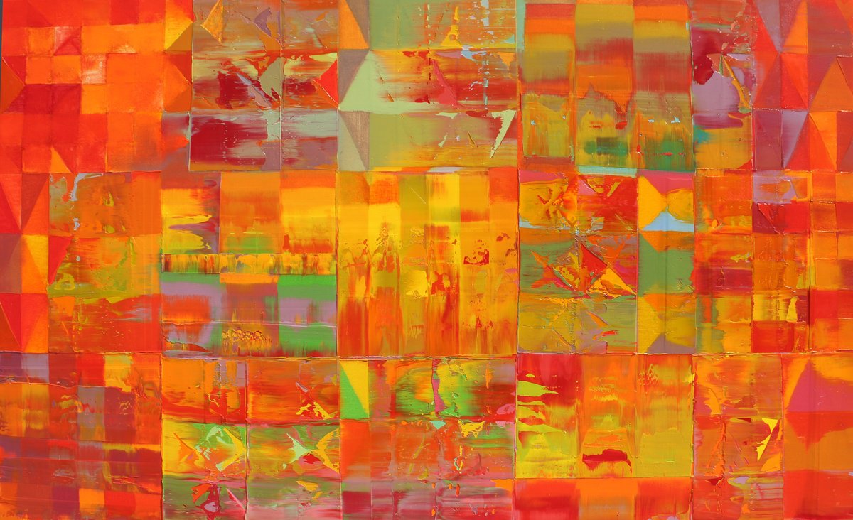Geometric Oil Painting , Luminous Energy Fields By Nivas Kanhere, 60 X 36, Artwork For Sale On Artfinder