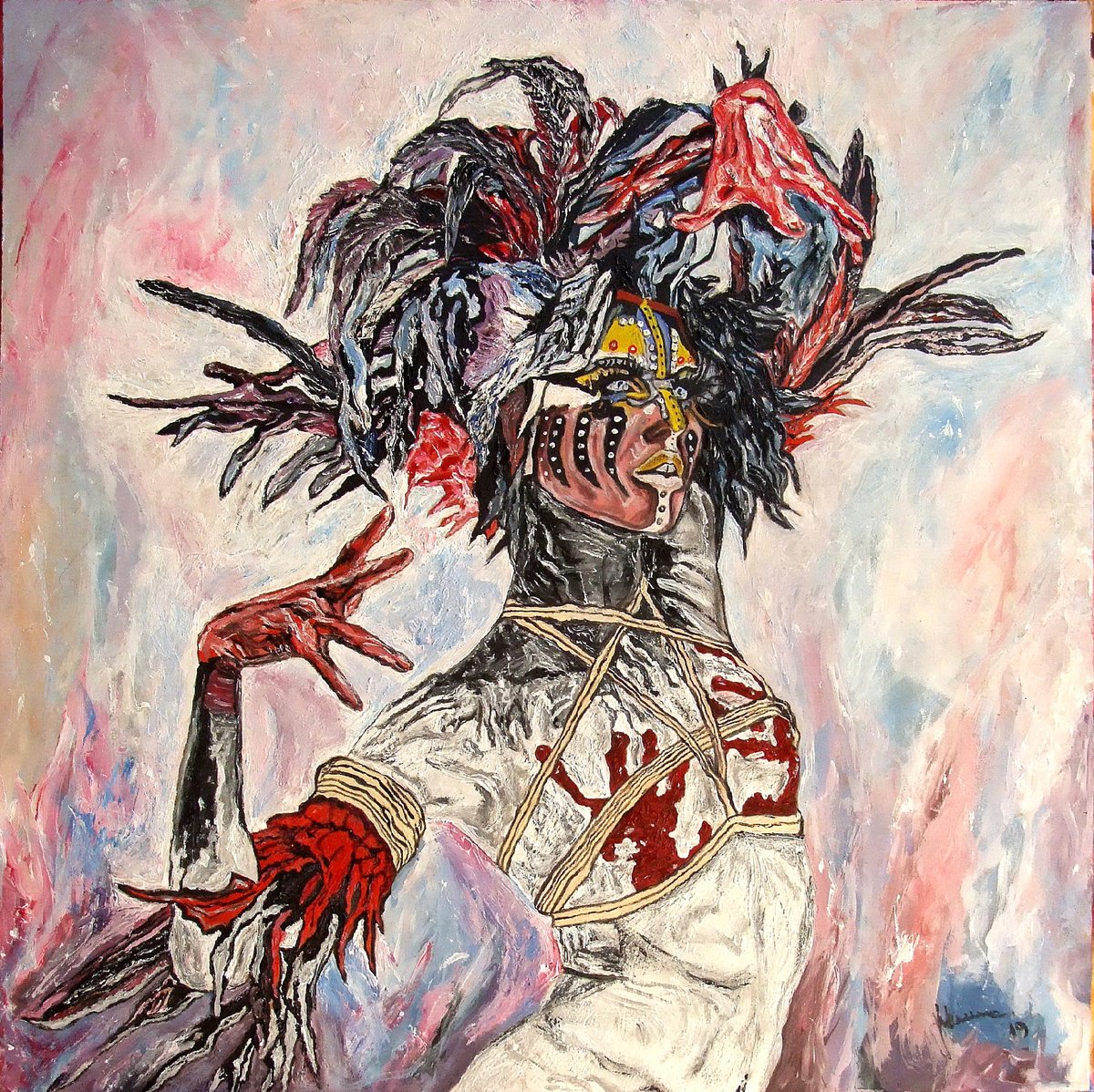 Abstract Portrait Acrylic Painting By Milis Pyrography, 20 X 20", I Have A Dream, Original Artwork