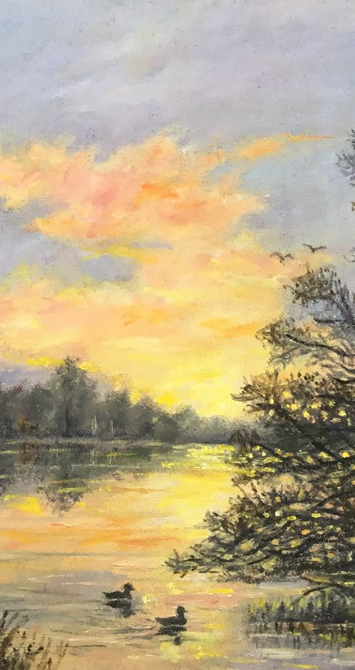 RIVER DUSK # 2 - 11X14 oil by Kathleen McDermott