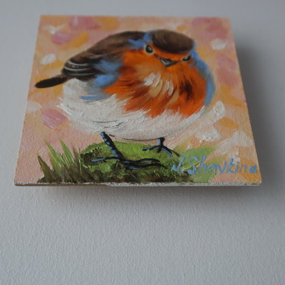 Robin Oil Painting 4x4