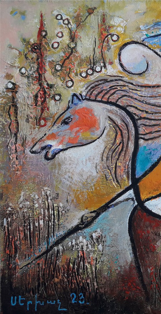 Abstract - Horses (50x40cm, oil/canvas, ready to hang)