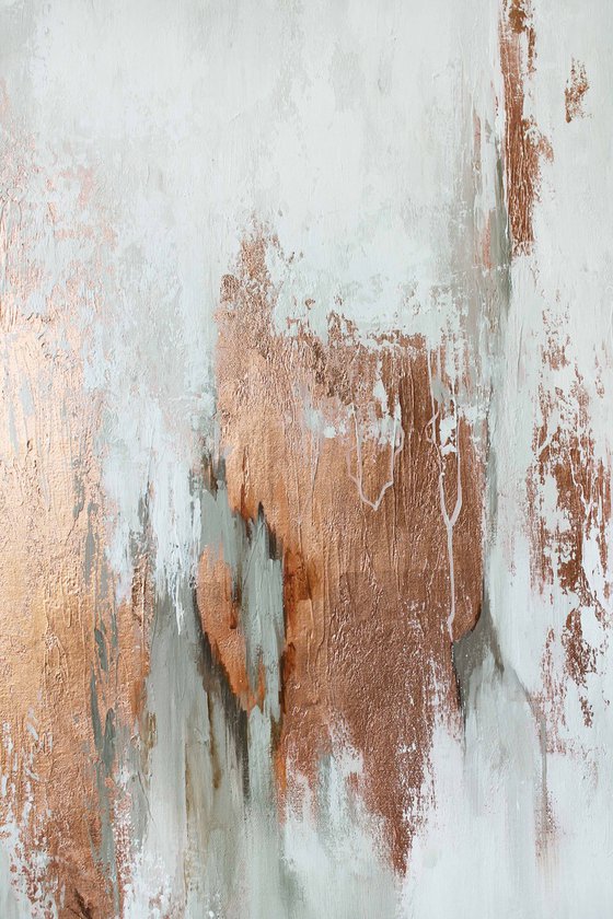"Bronze Cascade" White copper abstract art