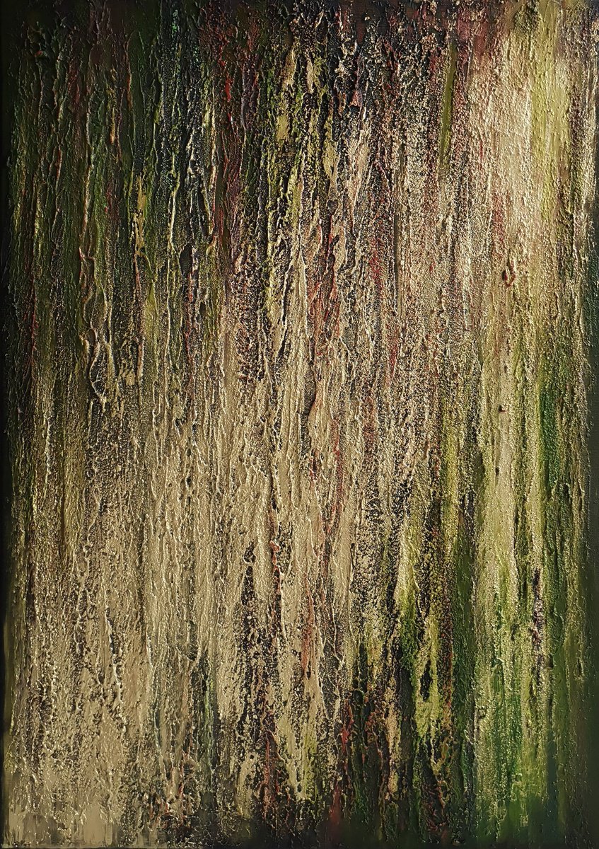 Organic Abstract Oil Painting By Elena Mosurak, 20 X 28, Walk In The Woods, Original Artwork