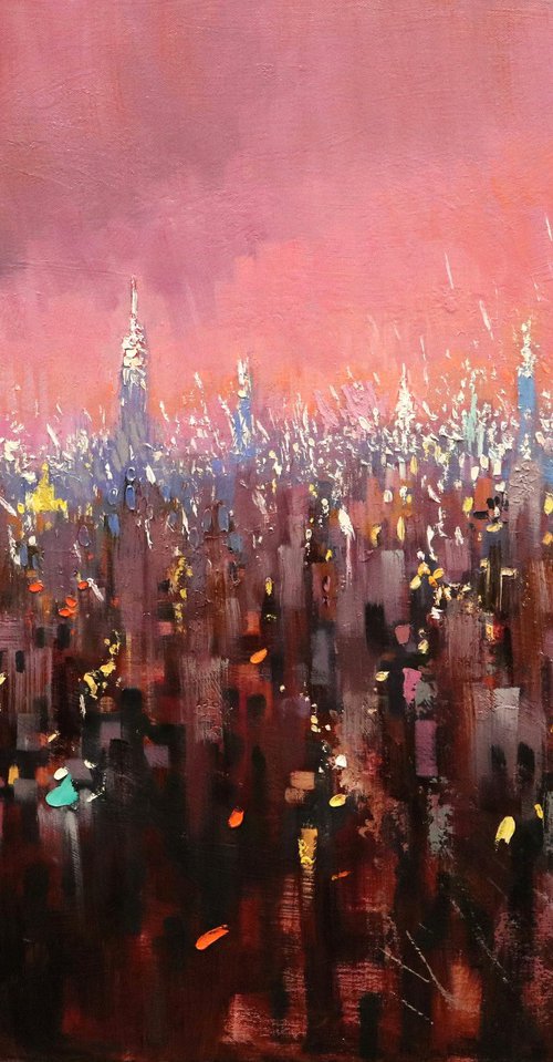 A Glimpse of Twilight in New York by Chin H Shin