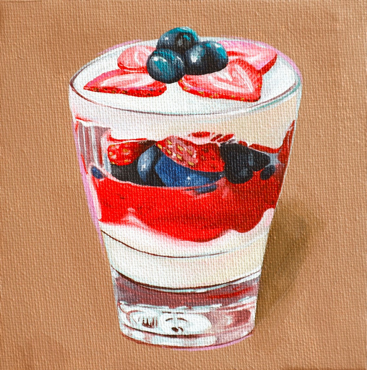 Photorealistic Still Life Acrylic Painting By Amani Muhammad, 5 X 5, Fruit Cup - One, Original Artwork