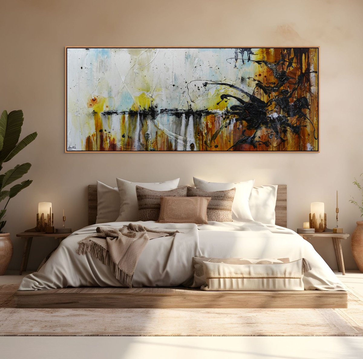 Abstract Acrylic Painting By Franko, 94 X 39, Oxide Sky, Original Artwork