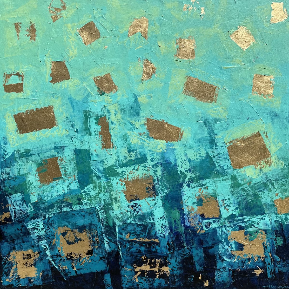 Abstract Oil Painting By Tigran Mamikonyan, 31 X 31", Abstract B24 80i?80Cm, Original Artwork