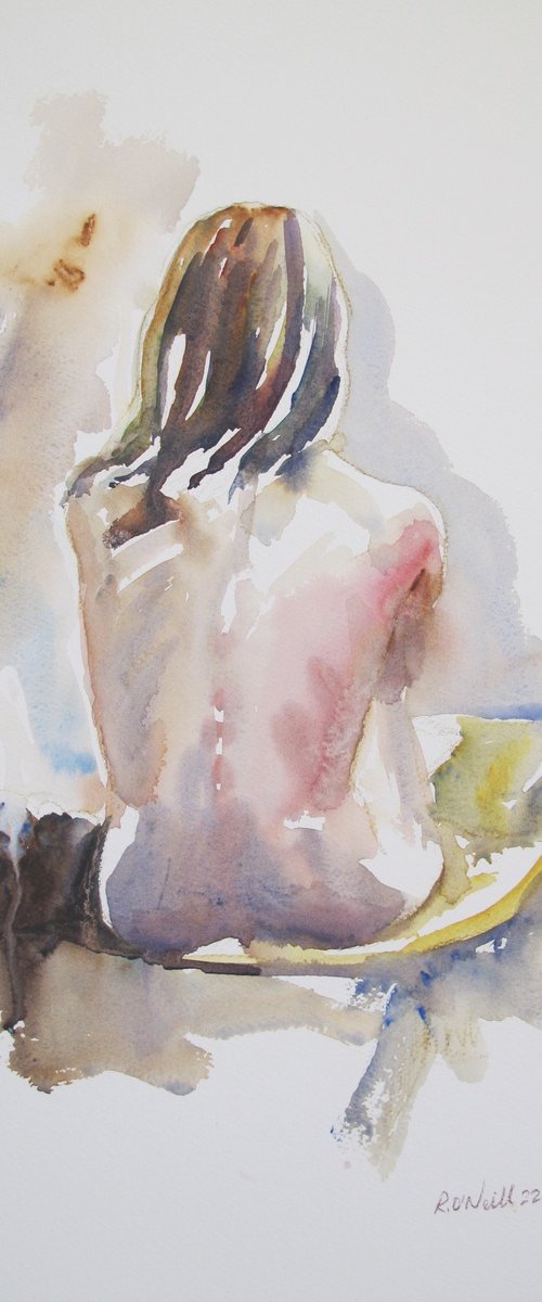 seated female nude back view by Rory O’Neill