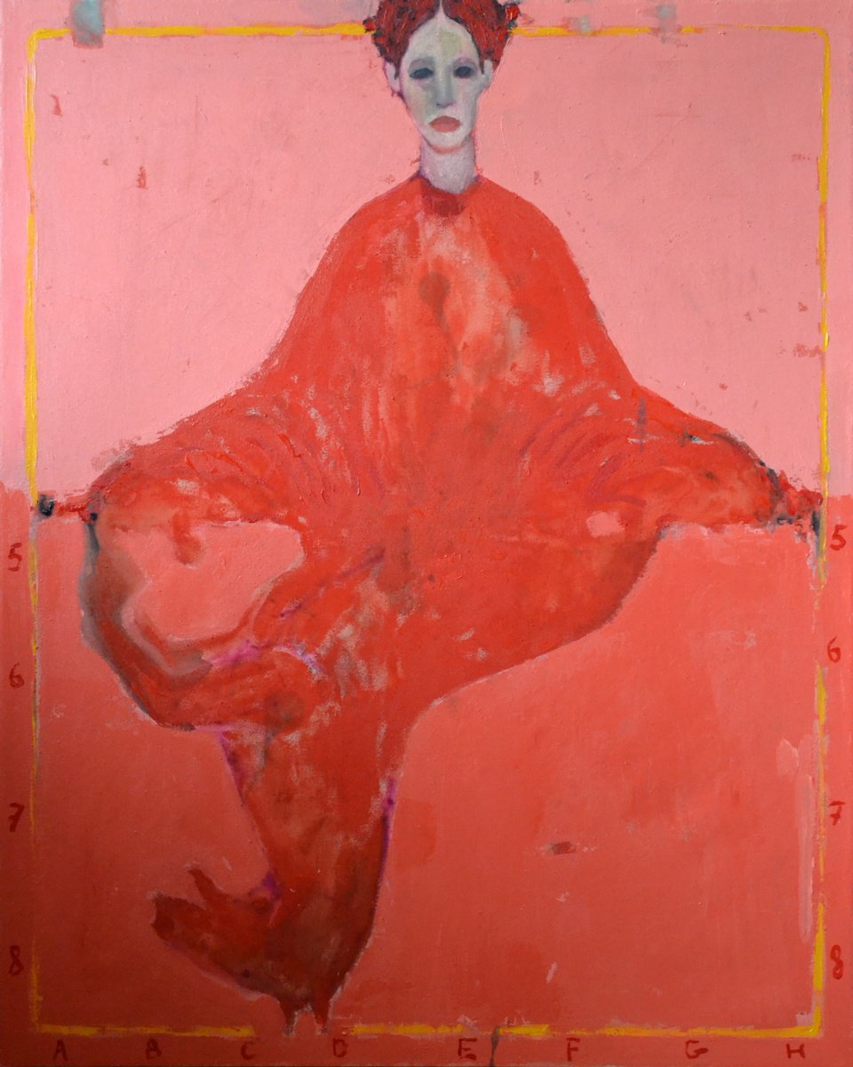 Expressive Painting , Gambit - Bold Red By Gela Mikava, 31 X 39, Artwork For Sale On Artfinder