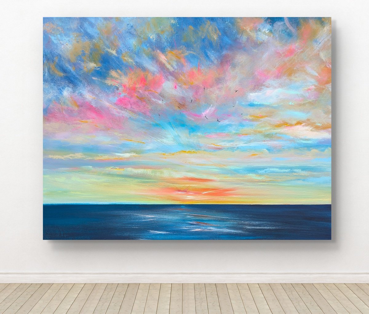 Impressionistic Landscape Acrylic Painting By Mel Graham, 35 X 28", Eternal Skies, Original Artwork
