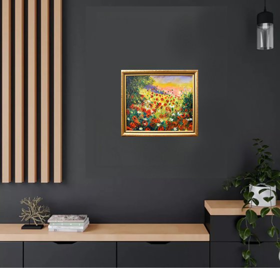 Summer landscapewith poppies