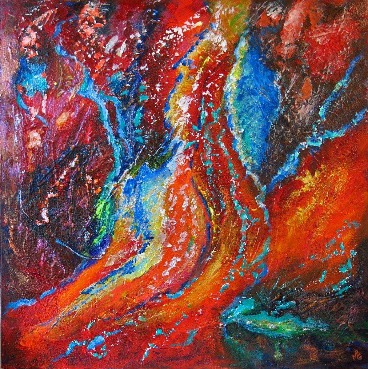 Abstract Acrylic Painting By Maureen Greenwood, 30 X 30", Phantasia, Original Artwork