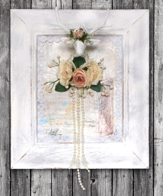 Romantic Deer Bust - Mixed Media by Kathy Morton Stanion