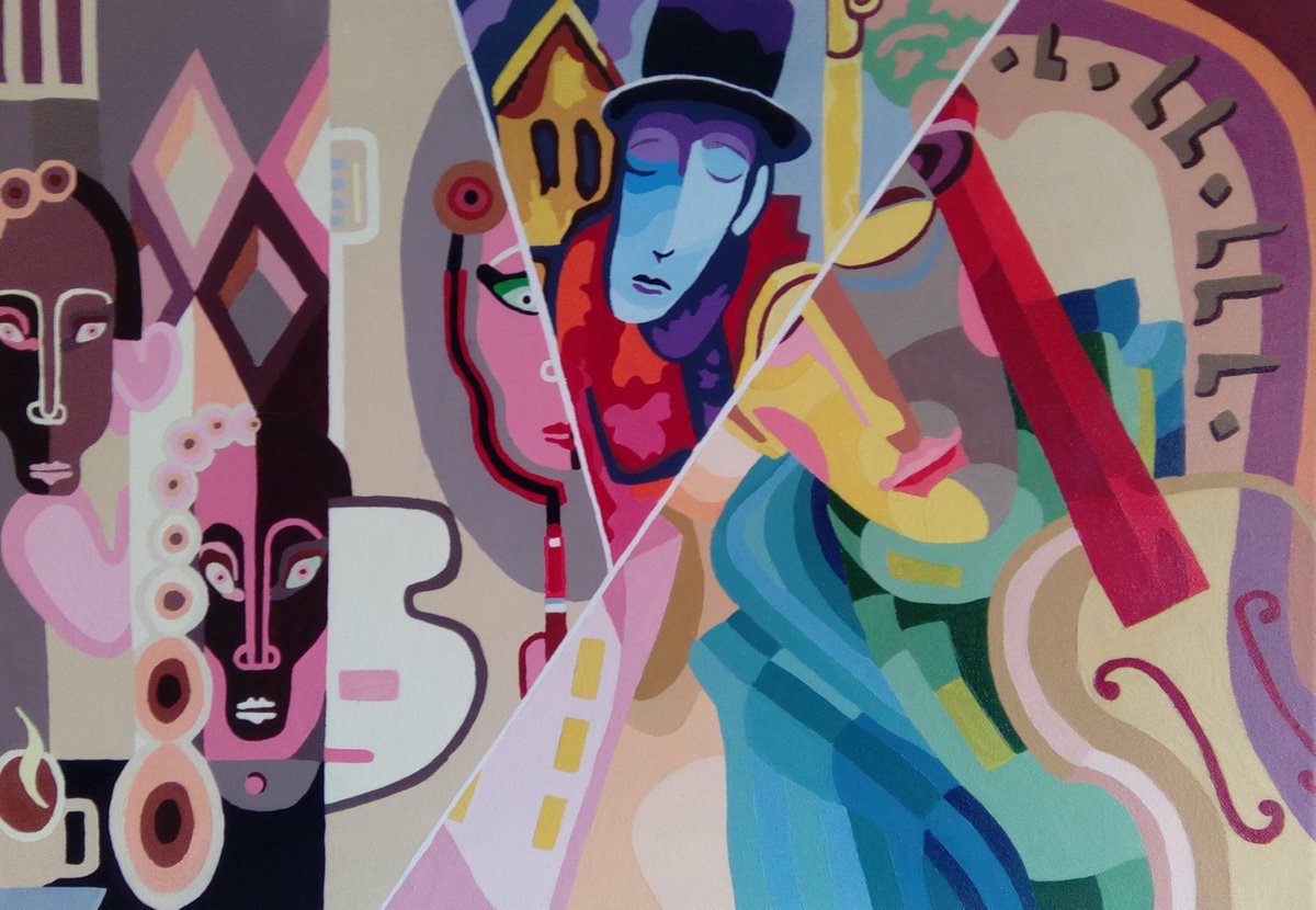 Abstract Acrylic Painting By Corinne Hamer, 23 X 17, Bass Line!, Original Artwork