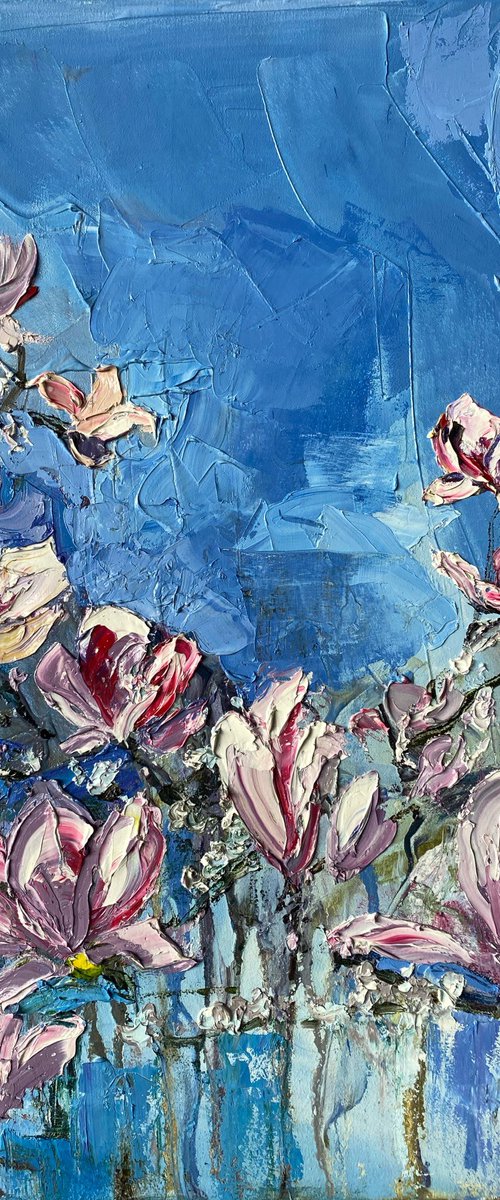 Magnolia Blossom Oil Painting by Mily Art