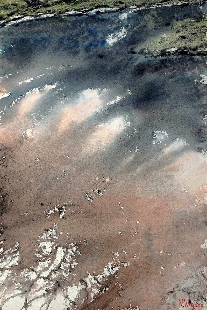 Abstract Landscape Watercolour By Neil Wrynne, 15 X 22", Quiet Breath, Original Artwork