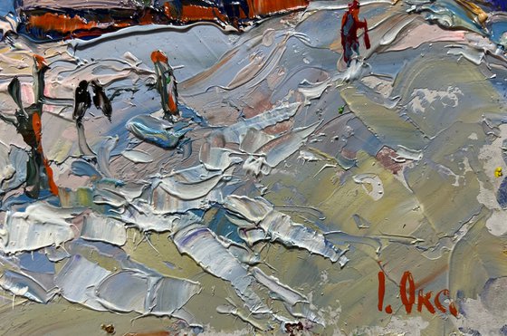 Snowy streets of the village