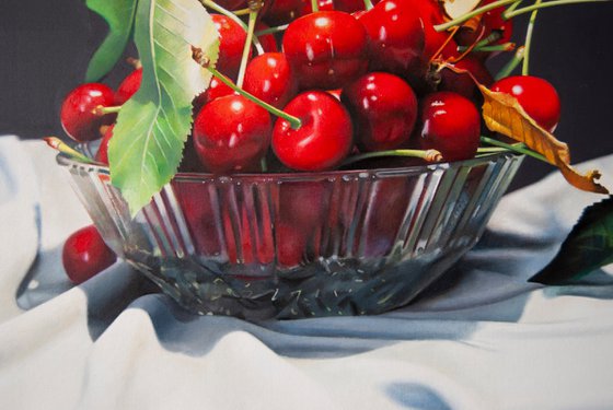 Still life with cherries
