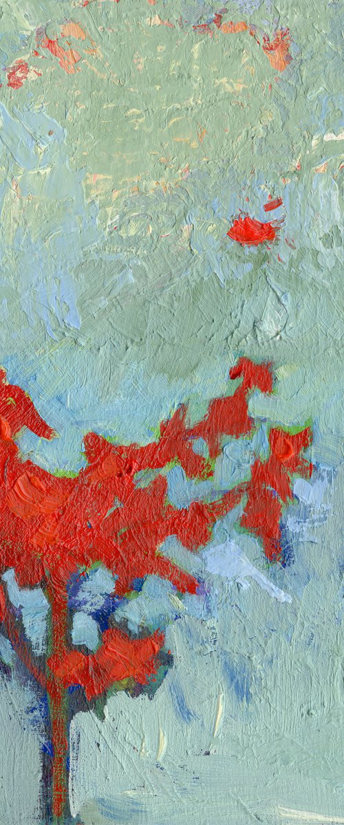 Lake with Red Tree - Miniature Landscape by Mary Kemp