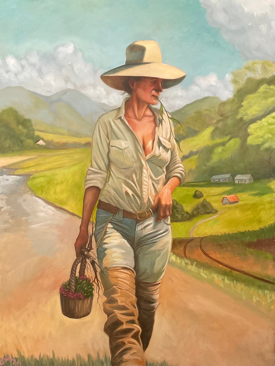 Expressive Portrait Oil Painting By Pete Conroy, 30 X 40", The Earth Worker, Original Artwork