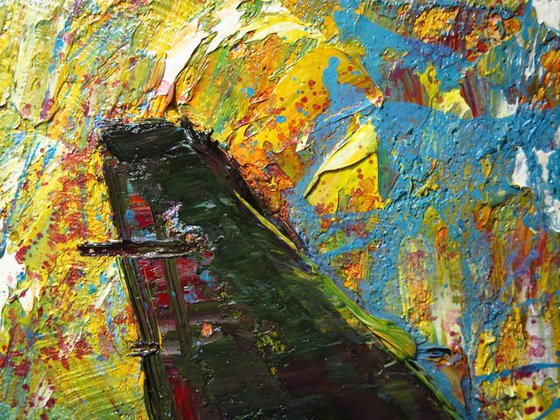 Original Oil Painting Flight Plane Expressionism