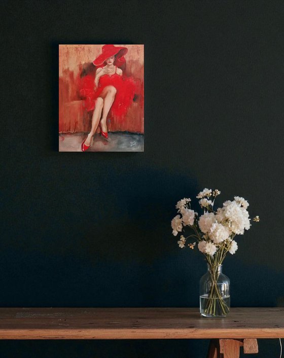 Woman with red hat