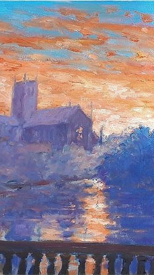 worcester cathedral : red sunrise by Colin Ross Jack